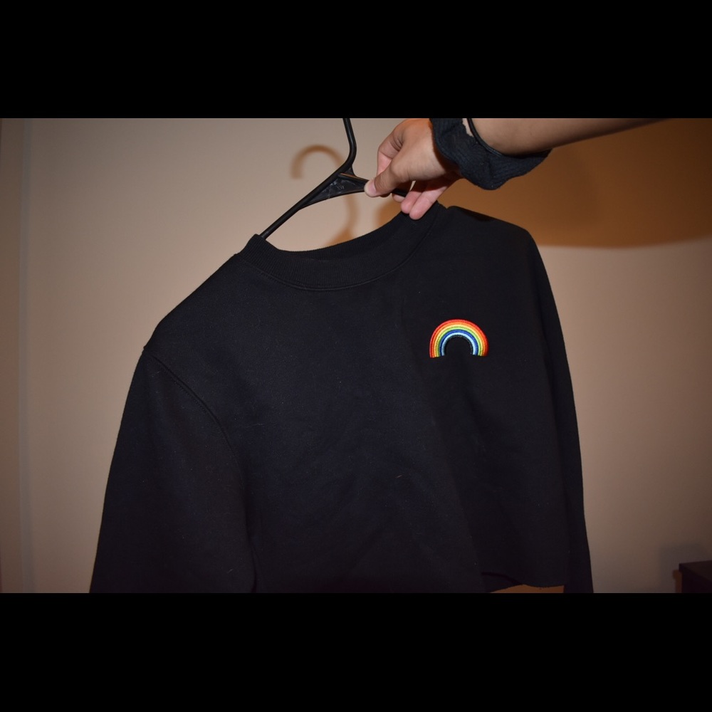 long sleeve rainbow crop top 🌈